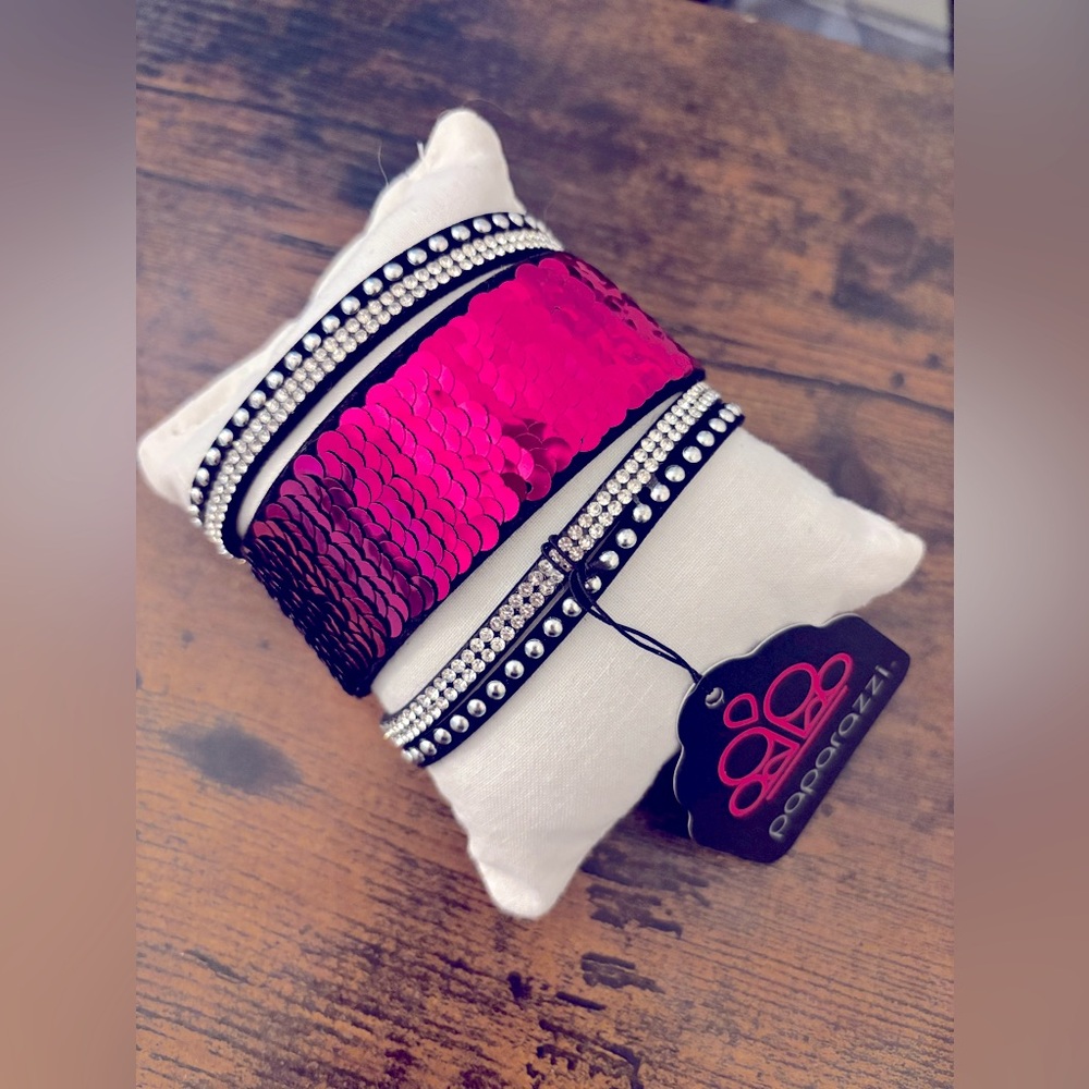 Paparazzi Pink and Black Bracelet